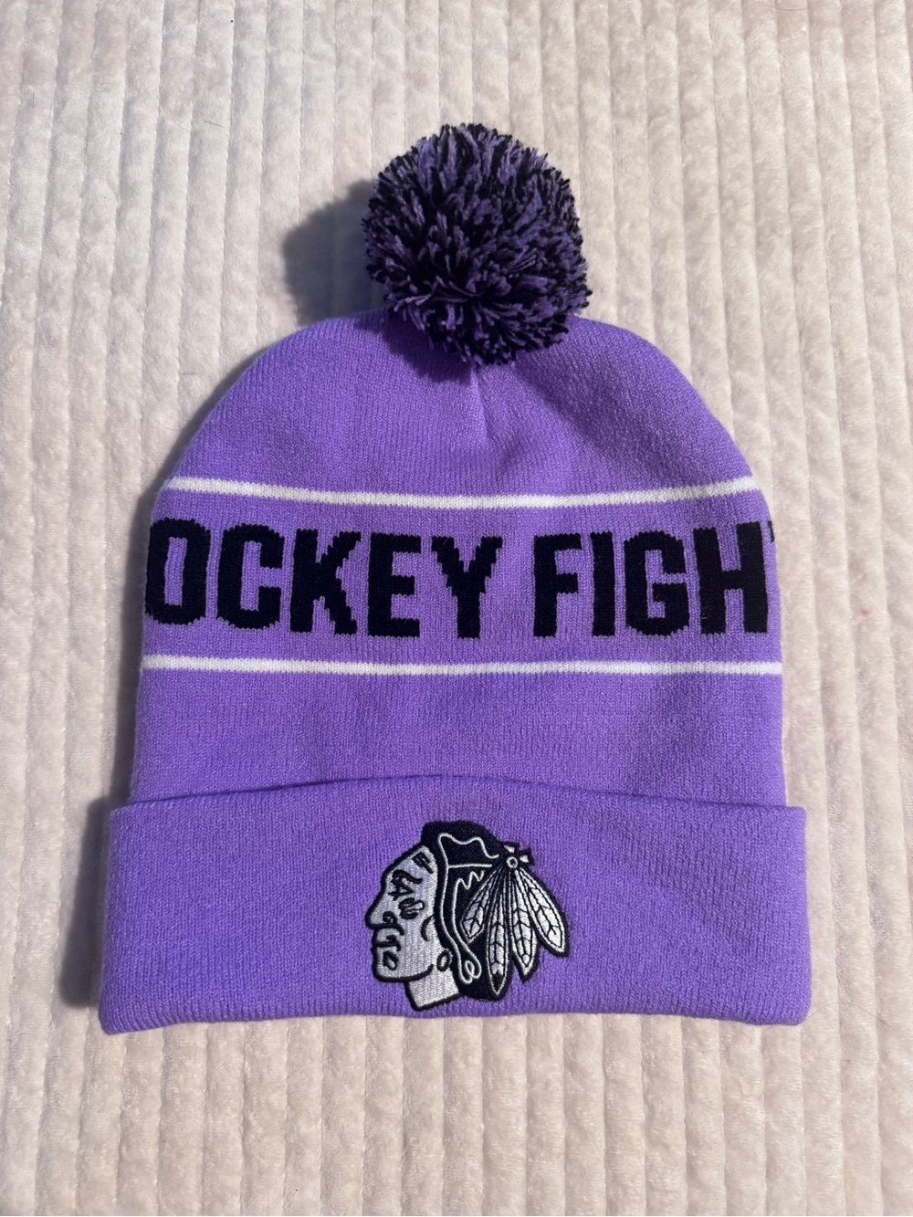 Chicago Blackhawks Hockey Fights Cancer Beanie ~ Limited Game Giveaway